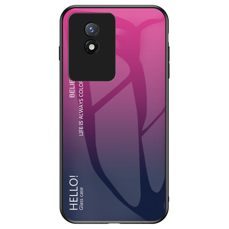 For vivo Y02 4G Gradient Color Tempered Glass Hard PC Soft TPU Hybrid Phone Case Back Shell For vivo Y02 4G Gradient Color Tempered Glass Hard PC Soft TPU Hybrid Phone Case Back Shell